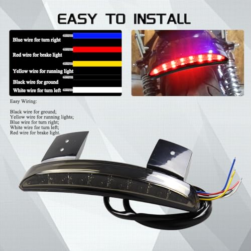 FACAILAHA Chopped Fender Edge Light Kits Motorcycle LED Brake Taillights Integrated Turn Signals Lights 12V Tail Lights for Harley Sportster XL883N XL1200NS XL1200V XL1200X XL1200XS 2014-2024 - Image 4