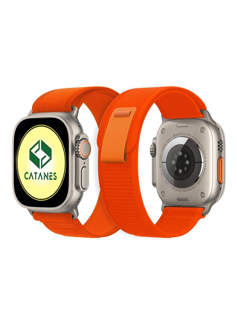 CATANES - Apple Watch Trail Band 49mm 45mm 44mm 42mm Nylon Woven Sport Strap for iWatch Series Ultra/8/7/SE/6/5/4/3/2/3 Dark Orange - Image 1