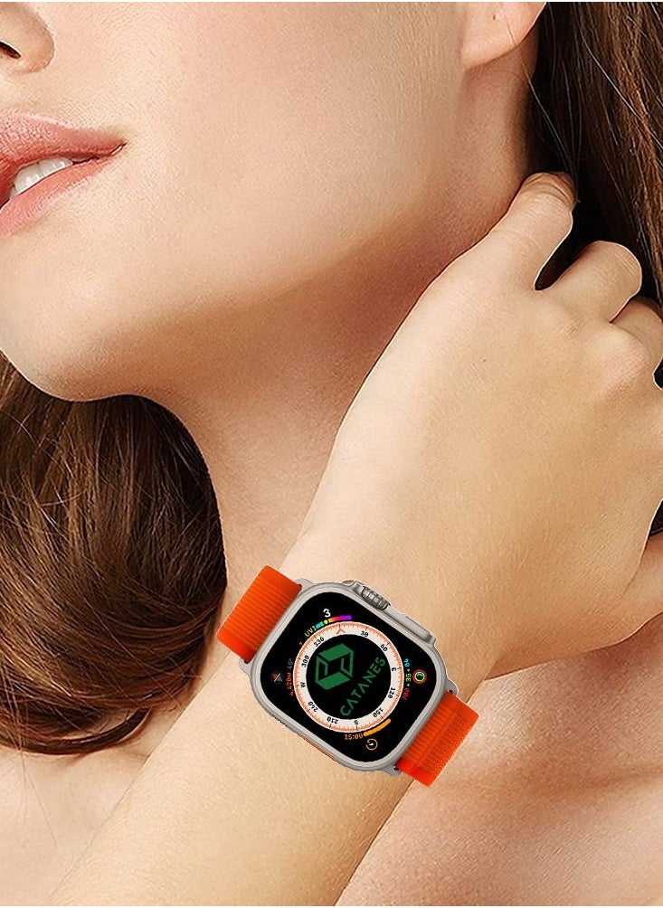 CATANES - Apple Watch Trail Band 49mm 45mm 44mm 42mm Nylon Woven Sport Strap for iWatch Series Ultra/8/7/SE/6/5/4/3/2/3 Dark Orange - Image 1