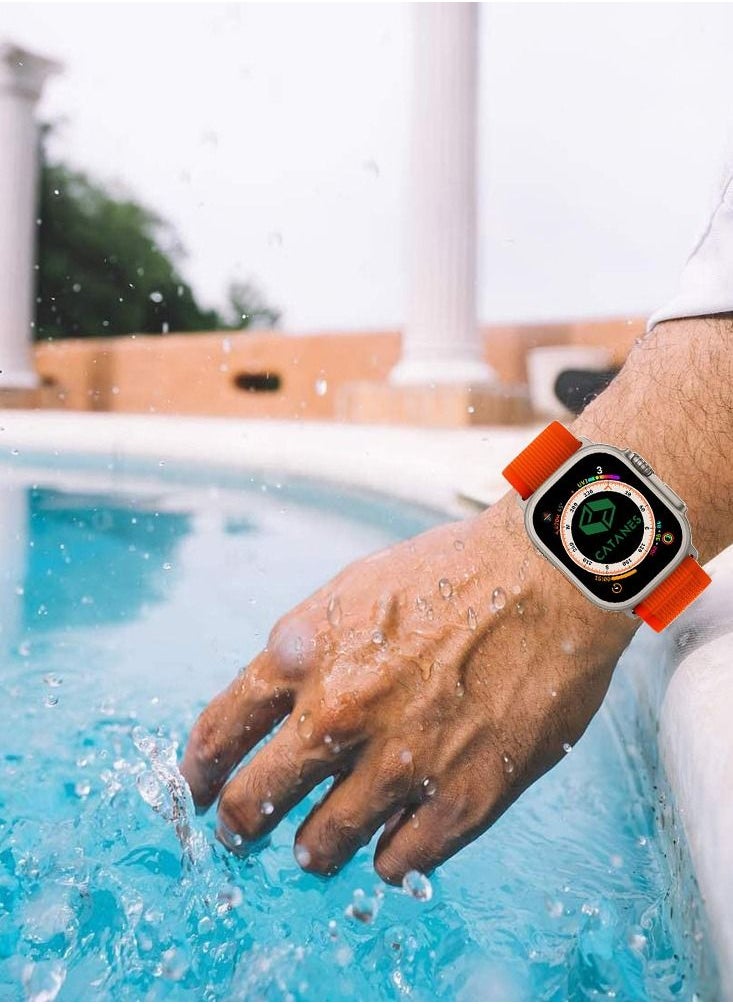 CATANES - Apple Watch Trail Band 49mm 45mm 44mm 42mm Nylon Woven Sport Strap for iWatch Series Ultra/8/7/SE/6/5/4/3/2/3 Dark Orange - Image 1