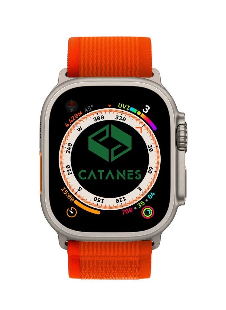 CATANES - Apple Watch Trail Band 49mm 45mm 44mm 42mm Nylon Woven Sport Strap for iWatch Series Ultra/8/7/SE/6/5/4/3/2/3 Dark Orange - Image 1