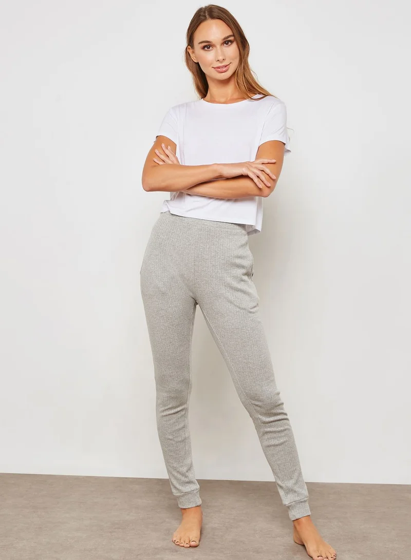 Missguided Ribbed Sleep Leggings