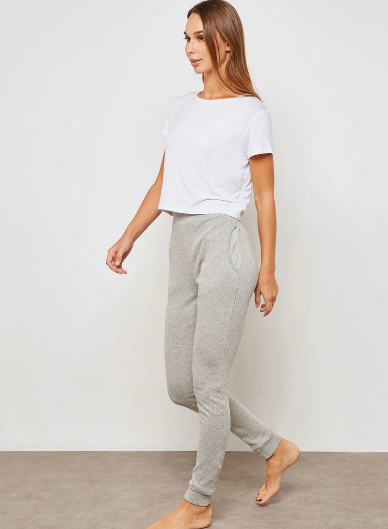 Missguided Ribbed Sleep Leggings