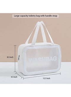 Beauté Secrets Travel Toiletry Bag 1 Piece For Women And Men Matte Translucent Toiletry Bag With Handle Makeup Cosmetic Bag Travel Organizer White  - Image 3
