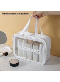 Beauté Secrets Travel Toiletry Bag 1 Piece For Women And Men Matte Translucent Toiletry Bag With Handle Makeup Cosmetic Bag Travel Organizer White  - Image 4