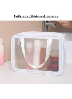 Beauté Secrets Travel Toiletry Bag 1 Piece For Women And Men Matte Translucent Toiletry Bag With Handle Makeup Cosmetic Bag Travel Organizer White  - Image 5