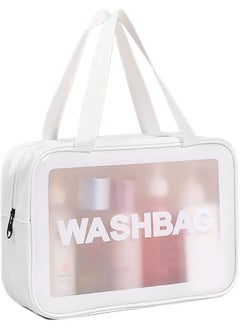 Beauté Secrets Travel Toiletry Bag 1 Piece For Women And Men Matte Translucent Toiletry Bag With Handle Makeup Cosmetic Bag Travel Organizer White  - Image 2