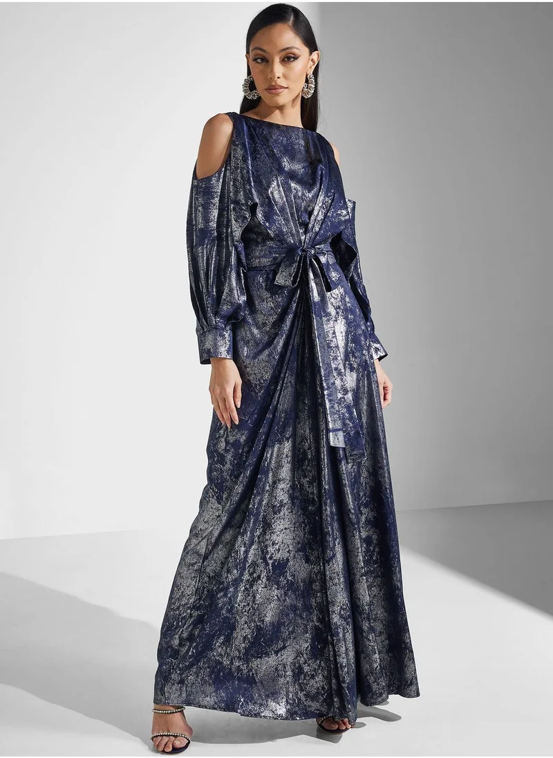 Amri Balloon Sleeve Printed Tiered Dress