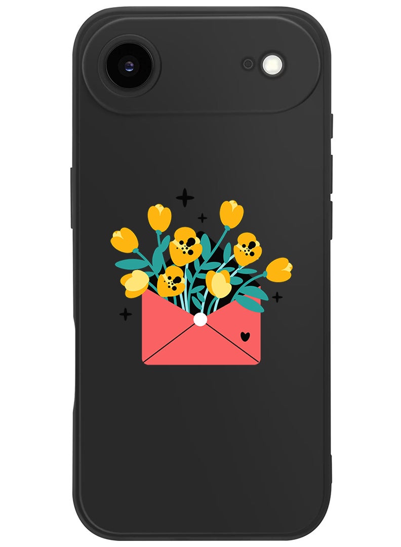 Theodor Protective Slim Fit Case Liquid Silicone Cover with Full Body Protection Anti-Scratch Shockproof Case For Apple iPhone 17 Air (Black) flowers in envelope - Image 1