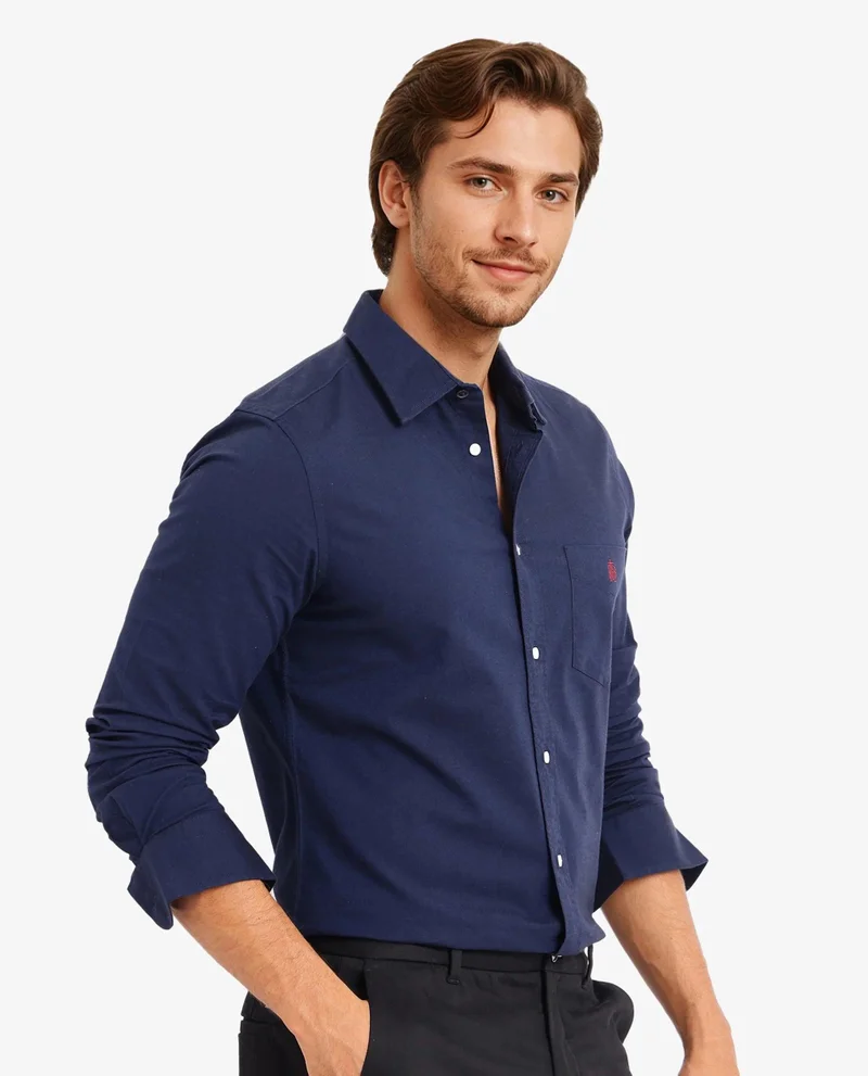 Rare Rabbit Men's Plain Formal Shirt With Embroidered Logo