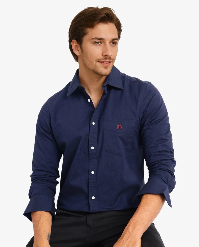 Rare Rabbit Men's Plain Formal Shirt With Embroidered Logo