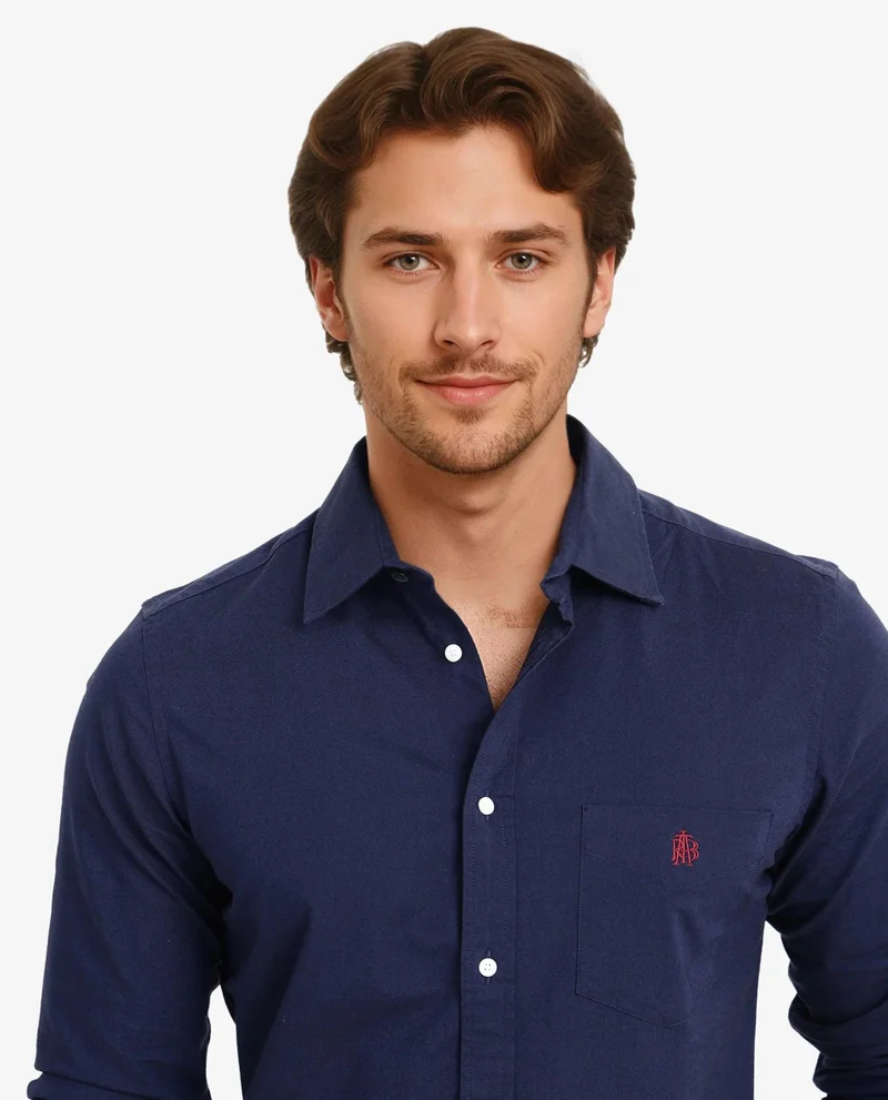 Rare Rabbit Men's Plain Formal Shirt With Embroidered Logo