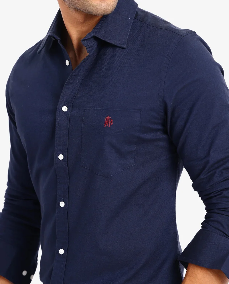 Rare Rabbit Men's Plain Formal Shirt With Embroidered Logo