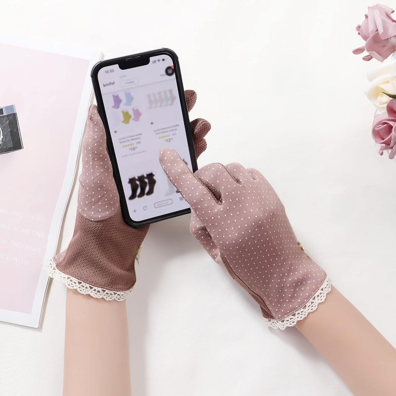 Lovful Summer Women Screentouch Gloves Sun Uv Protection Driving Gloves, Coffee, One Size - Image 4