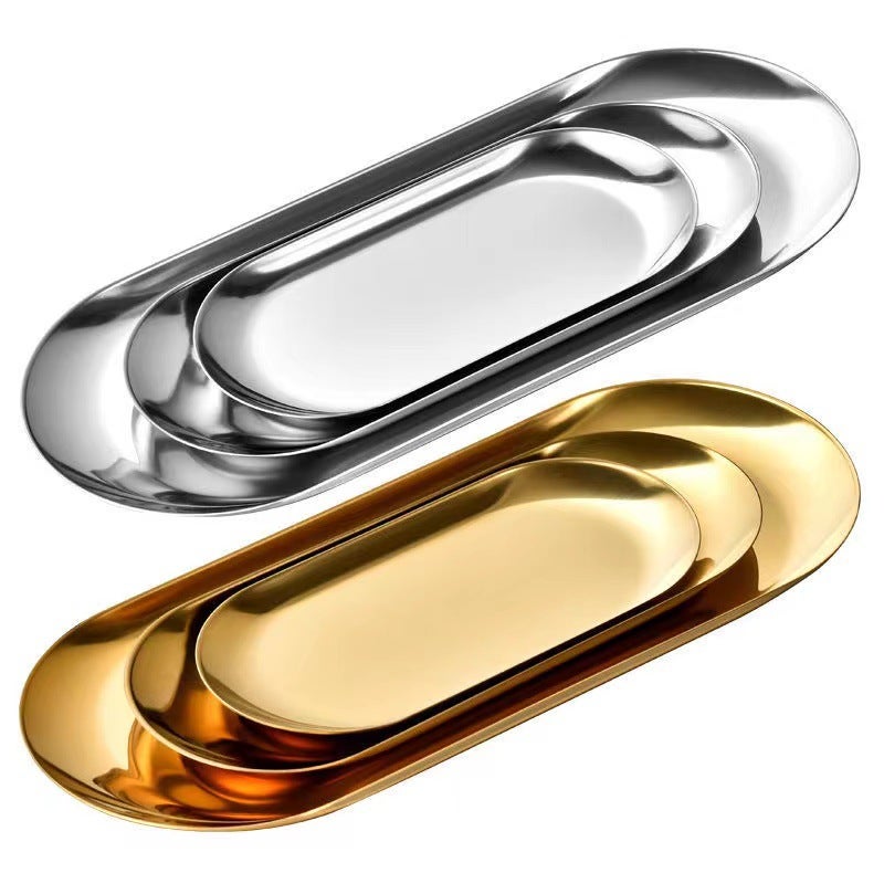 Stainless Steel Oval Plate Metal Tray Storage Snack Plate Dinner Plate Fish Plate Dish Plate Export Sale - Image 5