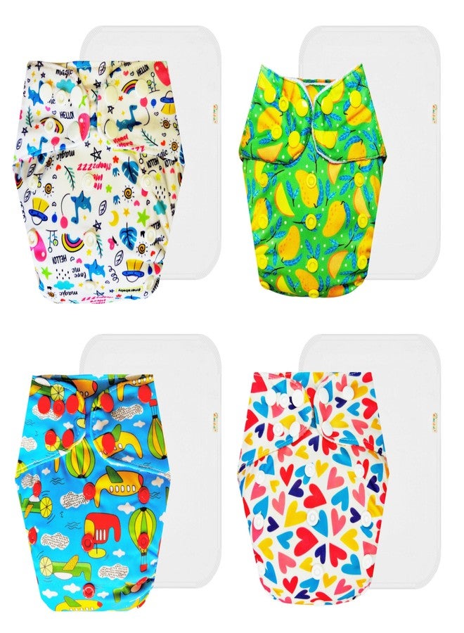 Dumbledo Premium Cloth Diaper with Cotton Insert (Pack of 4) | Hypoallergenic | 6-Layer Absorbent Pad | Easy to Clean | Perfect for Indian Summers | 3 Months - 3 Years | Unisex Baby - Image 1