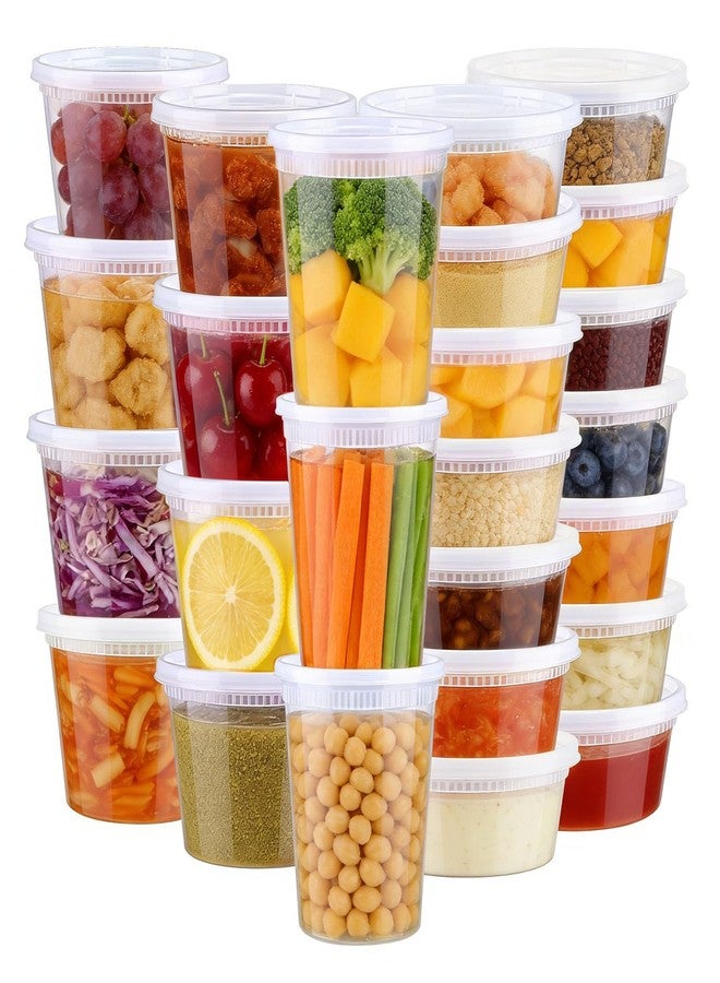 Clawsoff 60 Sets Deli Containers with Lids, 32/16/8 oz X 20 Set Each, Leak-Proof & BPA Free Airtight Takeout Plastic Food Storage Containers for Soup, Freezer/Microwave/Dishwasher Safe - Image 1