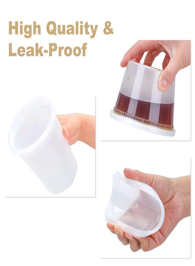 Clawsoff 60 Sets Deli Containers with Lids, 32/16/8 oz X 20 Set Each, Leak-Proof & BPA Free Airtight Takeout Plastic Food Storage Containers for Soup, Freezer/Microwave/Dishwasher Safe - Image 3
