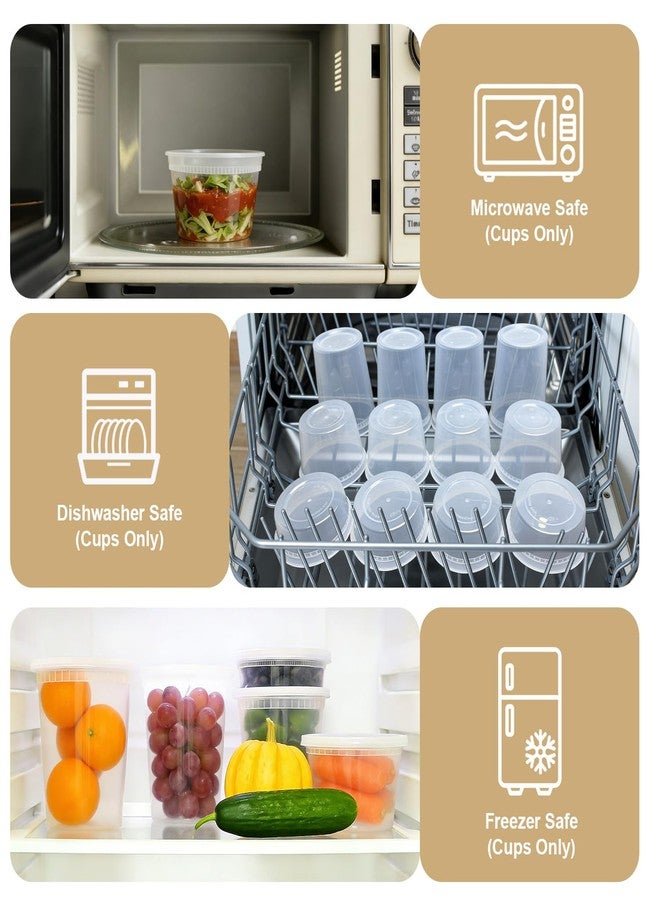 Clawsoff 60 Sets Deli Containers with Lids, 32/16/8 oz X 20 Set Each, Leak-Proof & BPA Free Airtight Takeout Plastic Food Storage Containers for Soup, Freezer/Microwave/Dishwasher Safe - Image 5