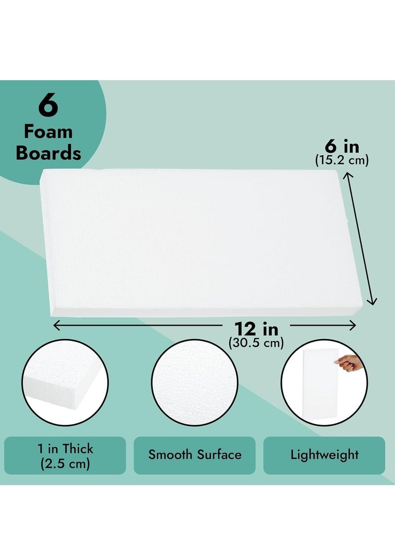 CRAFT MAGIC 6PCS Craft Foam Blocks 30x15x2.5cm Rectangle Polystyrene Thermocol Styrofoam Sheets for DIY Arts Crafts Sculpting Flower Arrangements School Office Home Use - Image 3