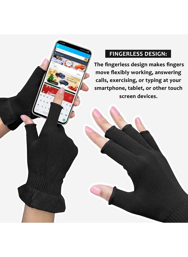 MIG4U Fingerless Moisturizing Beauty Gloves Half Finger Touchscreen Glove For Spa Eczema Dry Hands Cosmetic Treatment Summer Sun Uv Protection Black 3Pairs Sm - Image 4