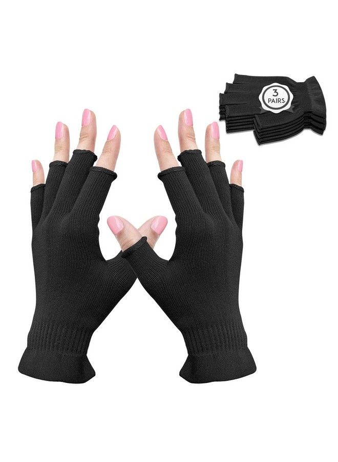 MIG4U Fingerless Moisturizing Beauty Gloves Half Finger Touchscreen Glove For Spa Eczema Dry Hands Cosmetic Treatment Summer Sun Uv Protection Black 3Pairs Sm - Image 1