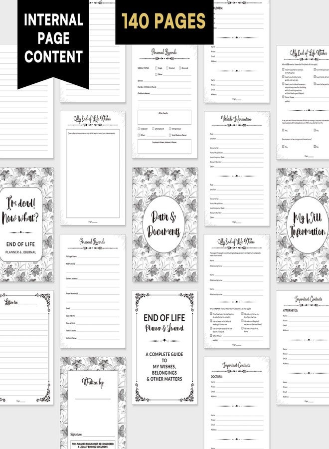 Phyxin End Of Life Planner, Im Dead Now What Planner, Sorry Its Your Problem Now Because Im Dead, Death Note Notebook for Possessions, Business Affairs, and Final Wishes, Flowers - Image 4
