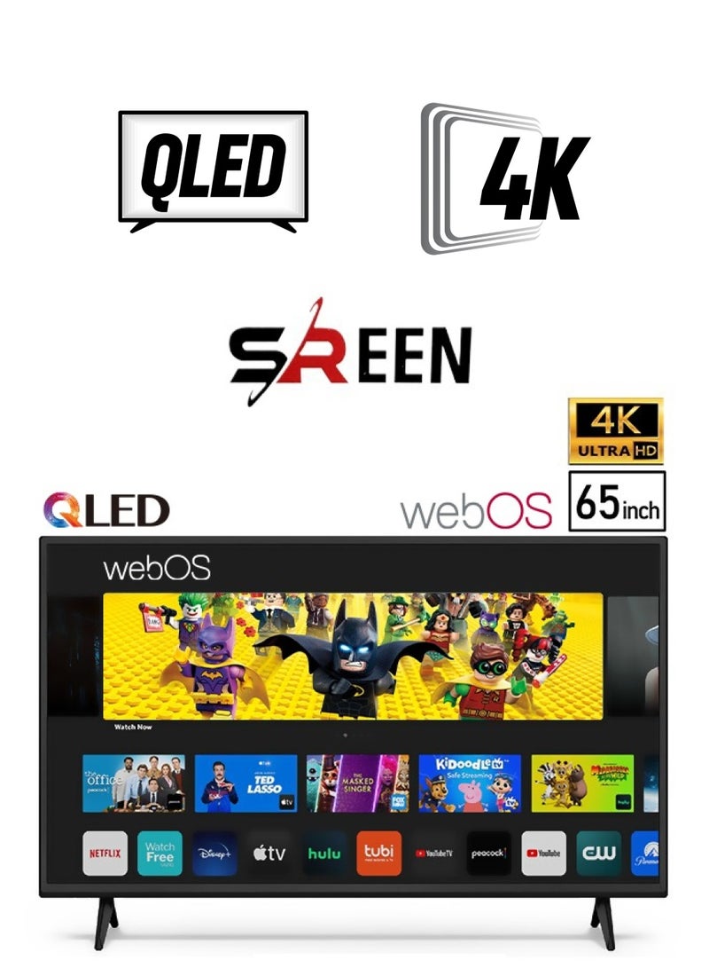 سرين شاشة QLED ذكية بدون إطار مقاس 65 بوصة - دقة 4K - نظام تشغيل ويب - جهاز تحكم عن بعد سحري وجهاز تحكم عن بعد بالأشعة تحت الحمراء - SRET-65S4KWQ12 - Image 1