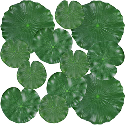 FFNIU 12Pcs Lily Pads for Ponds, Artificial Floating Foam Lotus Leaves, Lily Pads Foliage Pond Decor for Koi Fish Pool Patio Aquarium - Image 1