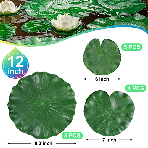 FFNIU 12Pcs Lily Pads for Ponds, Artificial Floating Foam Lotus Leaves, Lily Pads Foliage Pond Decor for Koi Fish Pool Patio Aquarium - Image 5