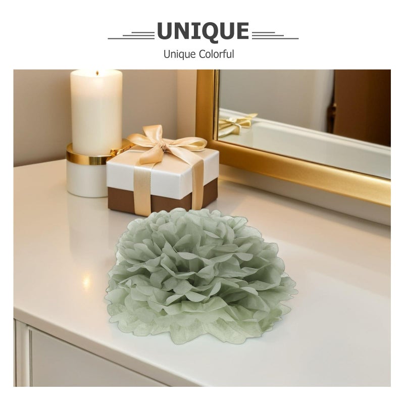 Emerald Tissue Paper Pom Poms 24pcs 25cm 30cm Hanging Decor for Birthday Wedding Party - Image 4