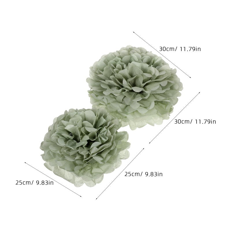 Emerald Tissue Paper Pom Poms 24pcs 25cm 30cm Hanging Decor for Birthday Wedding Party - Image 3