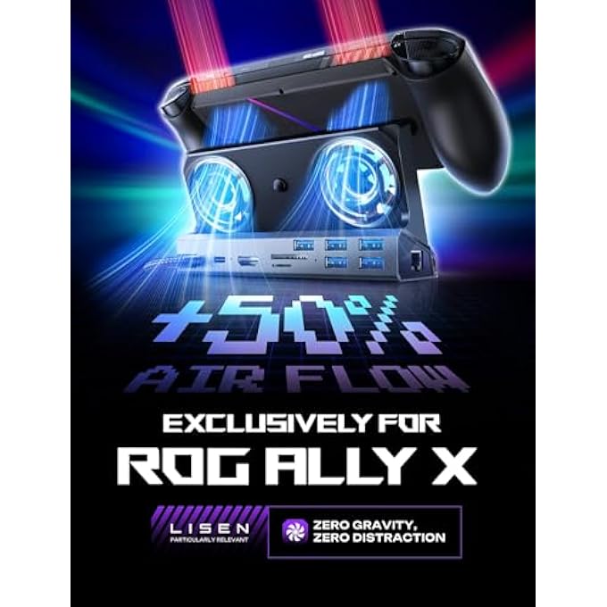 rayihni محطة إرساء 10 في 1 لجهاز ستيم ديك OLED و ROG ألي و ليجion GO، مروحة تبريد مزدوجة، 5 منافذ USB و 4K@60HZ، منفذ شحن 100W يدعم وضع ROG ألي 30W، إيثرنت جيجابت مناسب لجهاز ستيم ديك OLED - Image 2