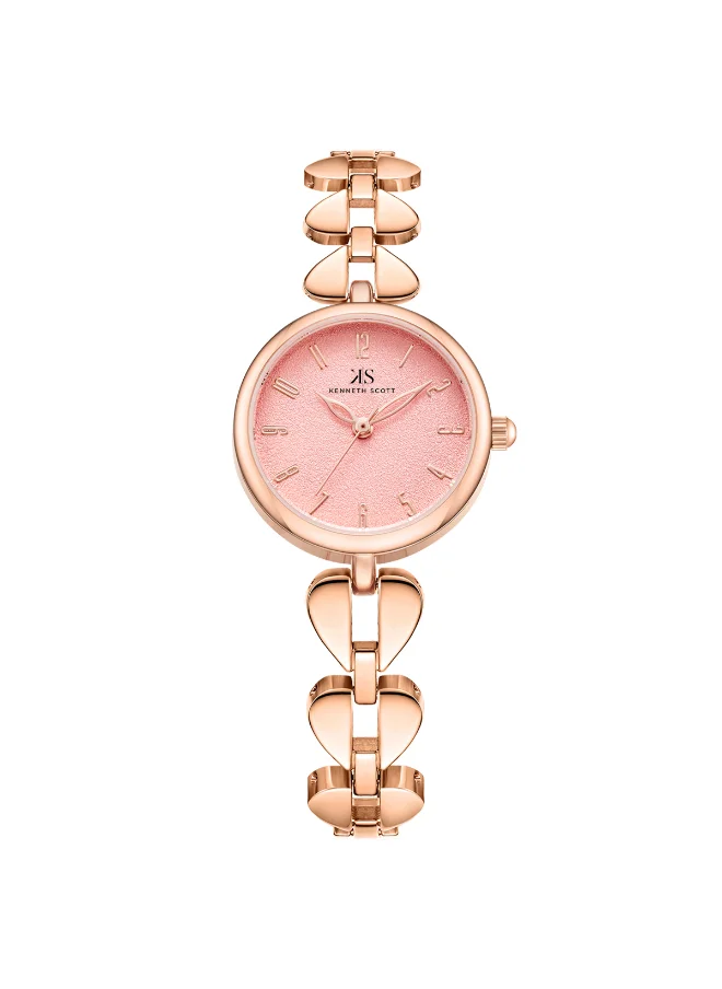 كينيث سكوت Kenneth Scott Women's PC21 Movement Watch, Analog Display and Alloy Strap - K23504-RBKP, Rose Gold