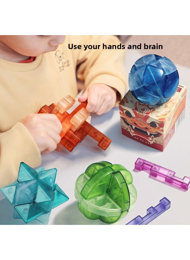 2025 Kongming Lock Luban Intelligence Lock Full Set Of Loop Solving Mortise And Tenon Building Blocks Primary School Children's Birthday Gift For Men-Color:6-in-1 [cover Type. Gift Box] Gold Bracelet Boy-luban Lock Type B