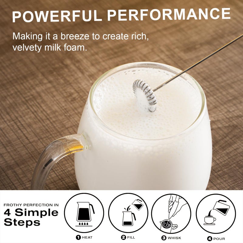 Yucime Milk Frother Handheld, Multi-Functional Electric Frother & Mixer | Compact Design for Easy Storage | Easy Clean | for Coffee, Latte, Matcha, Protein Shakes, Eggs | Kitchen Gift Idea (White) - Image 3