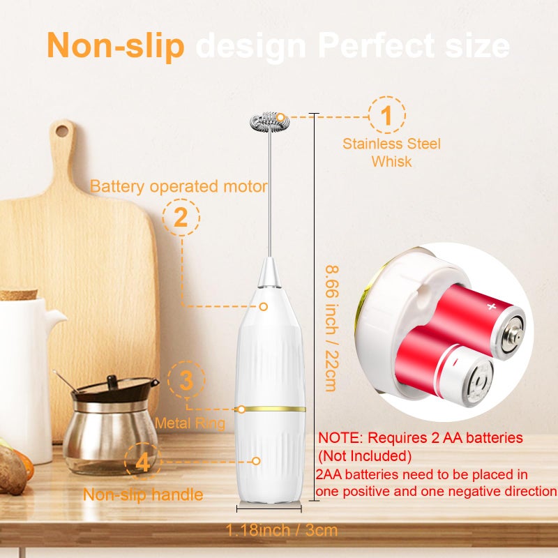 Yucime Milk Frother Handheld, Multi-Functional Electric Frother & Mixer | Compact Design for Easy Storage | Easy Clean | for Coffee, Latte, Matcha, Protein Shakes, Eggs | Kitchen Gift Idea (White) - Image 2