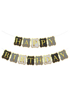 KATCHON Black and Silver Happy Birthday Banner for Party Decorations  - Image 1