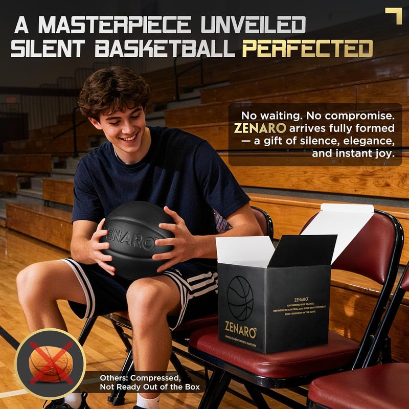 Zenaro Ultra Premium Silent Basketball - Size 7 (29.5") - Durable Airless Foam for Indoor Play - Image 4