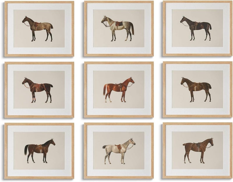 LOARTVE 9Pcs Vintage Horse Canvas Wall Art Posters,Farmhouse Horse Art Prints Rustic Gallery Wall Decor Pictures for Living Room Office Bedroom Decoration, Unframed - Image 1