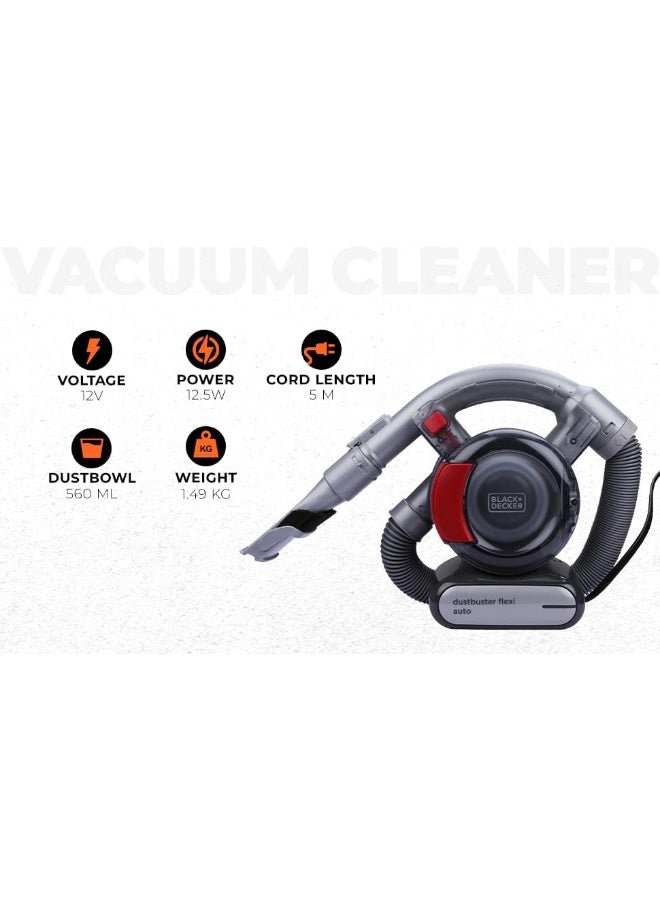 Black+Decker 12V Flexi Auto Dustbuster Handheld Vacuum for Cars - Image 2