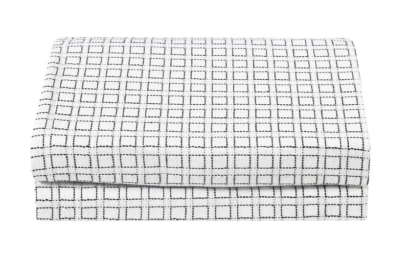 RANGBHAR Handloom Cotton Single Bedsheet Without Pillow Covers, Woven Checkered Bedcover, 60 x 90 inch, White Box - Image 1