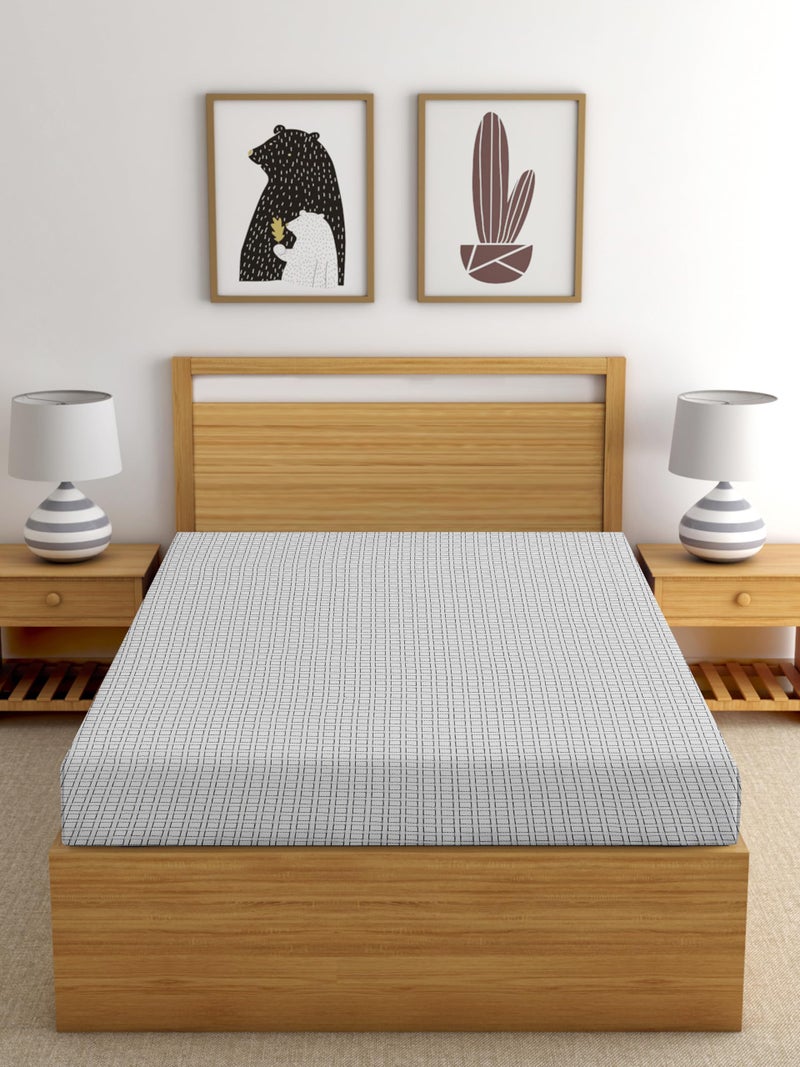 RANGBHAR Handloom Cotton Single Bedsheet Without Pillow Covers, Woven Checkered Bedcover, 60 x 90 inch, White Box - Image 5