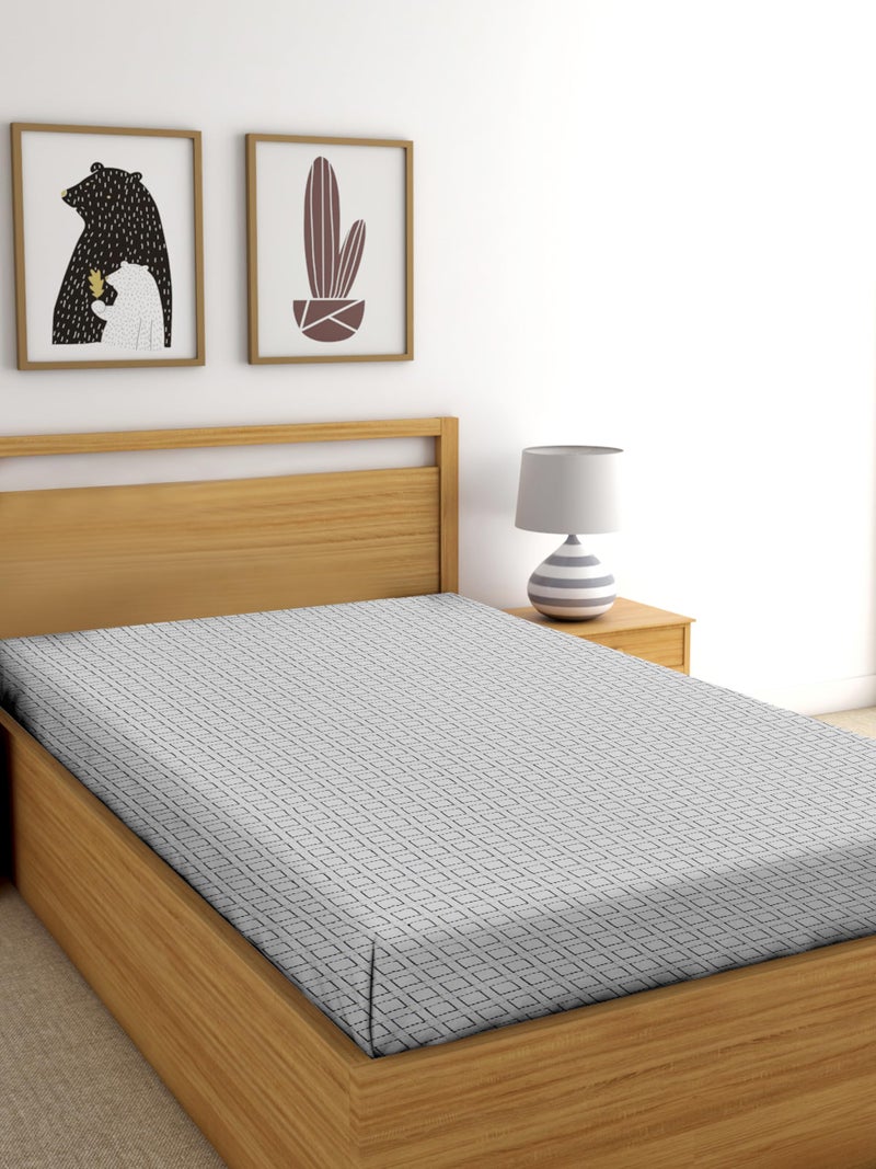 RANGBHAR Handloom Cotton Single Bedsheet Without Pillow Covers, Woven Checkered Bedcover, 60 x 90 inch, White Box - Image 2