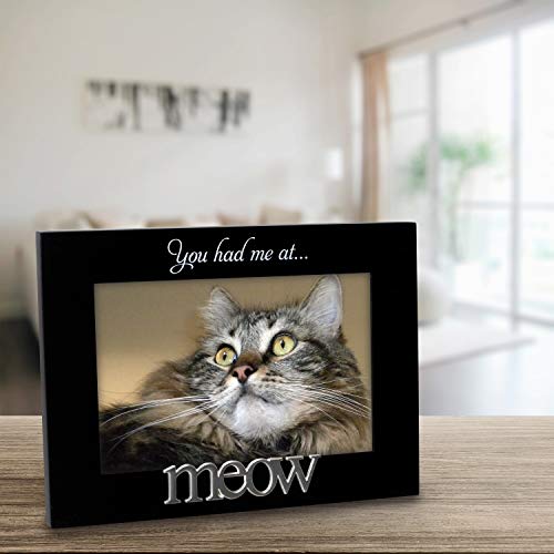 Malden International Designs 4964-46 Expressions You Had Me at Meow Black Wood Picture Frame, 4x6, Black - Image 2