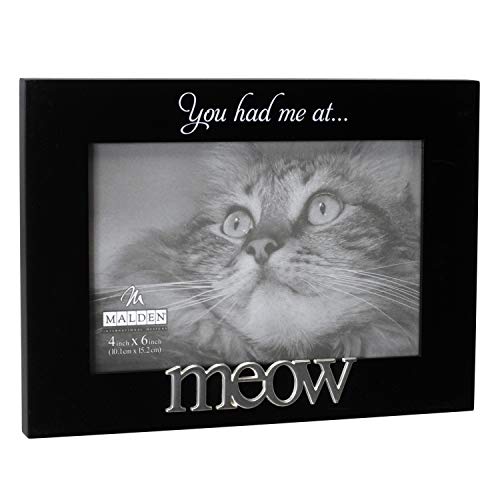 Malden International Designs 4964-46 Expressions You Had Me at Meow Black Wood Picture Frame, 4x6, Black - Image 3