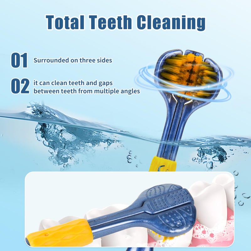 Lnncdsc 4-Piece Set of 3-Sided toothbrushes Adults, Extra Soft toothbrushes for Adults, Medium Toothbrush for Comprehensive Care of Teeth and Gums. - Image 2