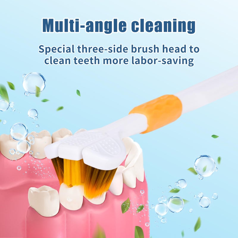 Lnncdsc 4-Piece Set of 3-Sided toothbrushes Adults, Extra Soft toothbrushes for Adults, Medium Toothbrush for Comprehensive Care of Teeth and Gums. - Image 4