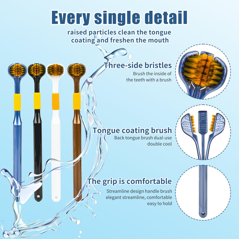 Lnncdsc 4-Piece Set of 3-Sided toothbrushes Adults, Extra Soft toothbrushes for Adults, Medium Toothbrush for Comprehensive Care of Teeth and Gums. - Image 5