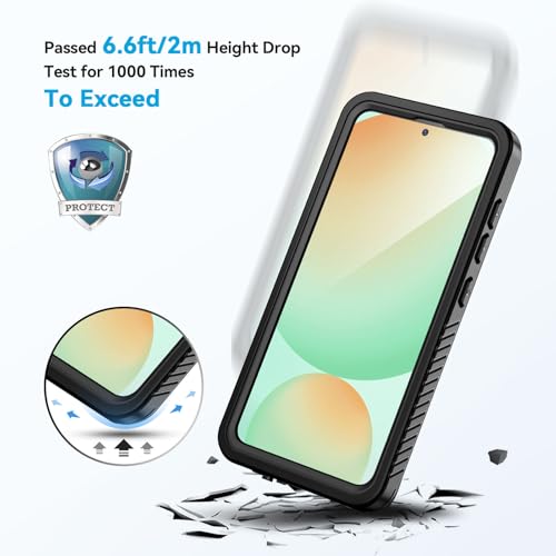 Lanhiem for Samsung Galaxy S24 FE Case, IP68 Waterproof Heavy Duty Protection Phone Cover for S24FE 5G 6.7 Inch Built-in Screen Protector, Black - Image 2
